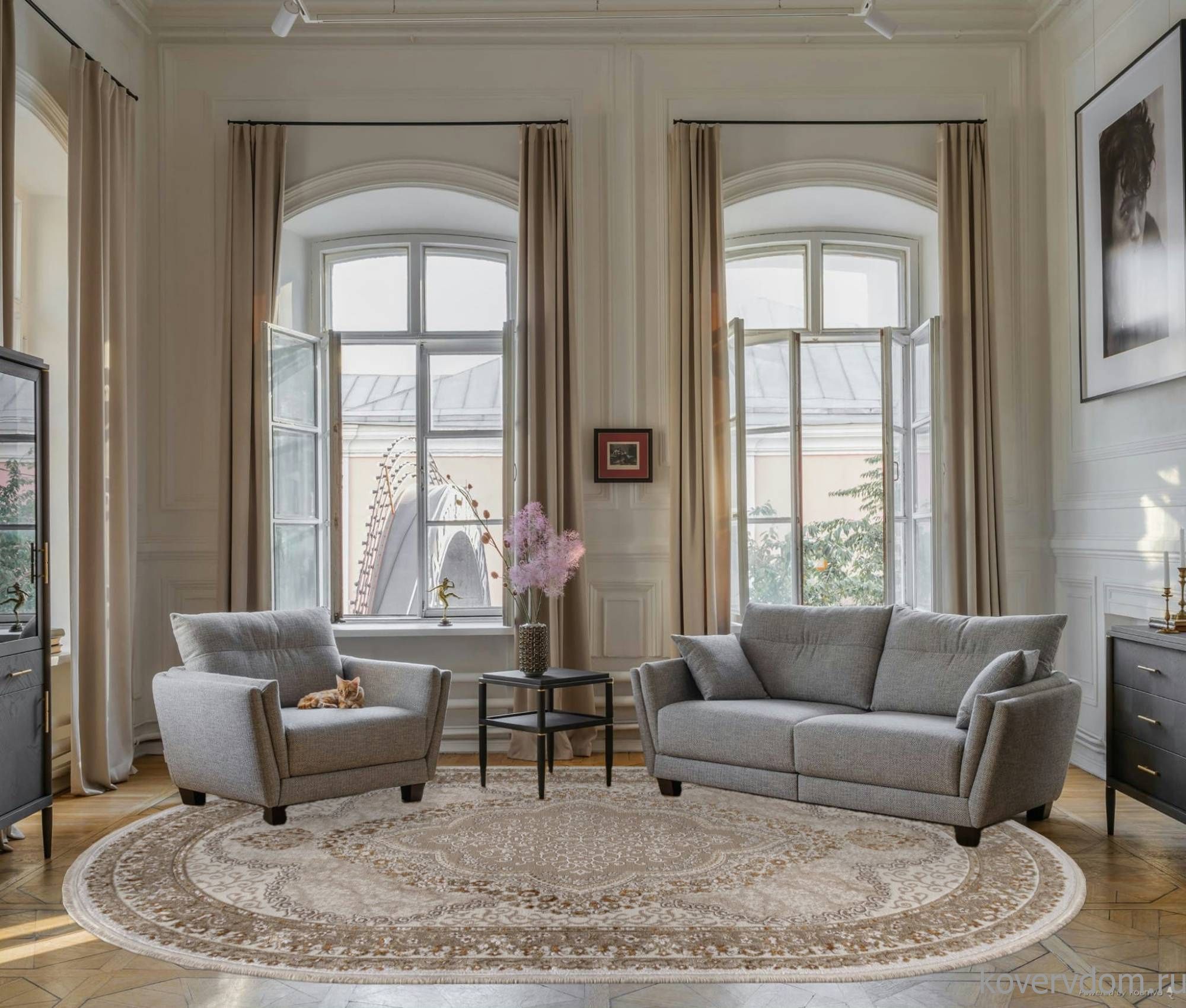 Ковер ESSA 27226A BEIGE / BEIGE Овал